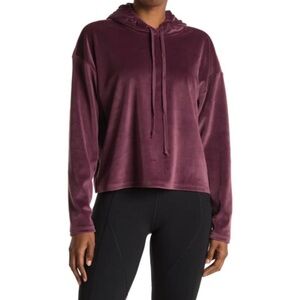 Zella Velour Pullover Crop Hoodie Women's Velvet Hoodie‎ in Purple L